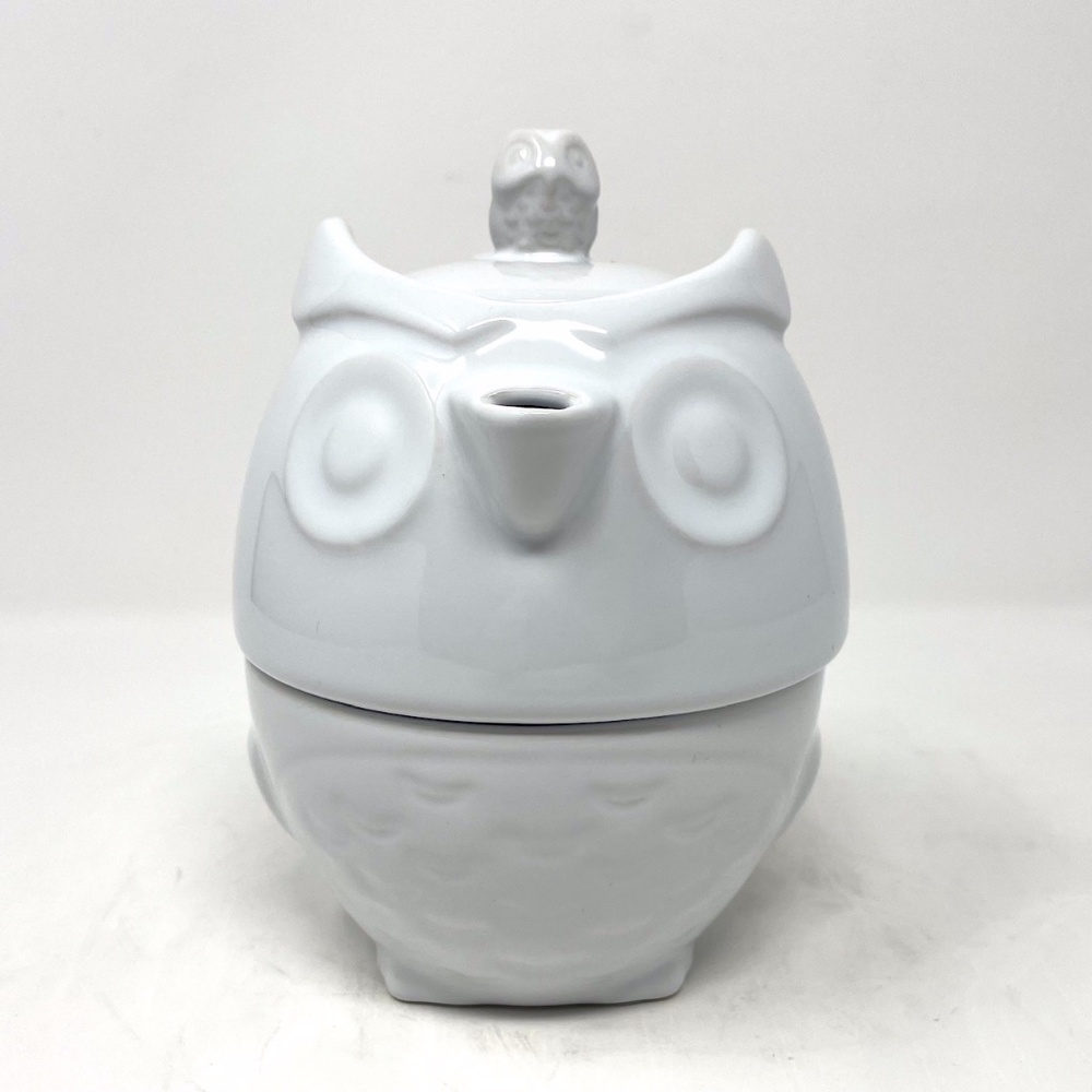 Torre & Tagus Ceramic White Owl One Cup Teapot w/Cup and Lid Super Cute!